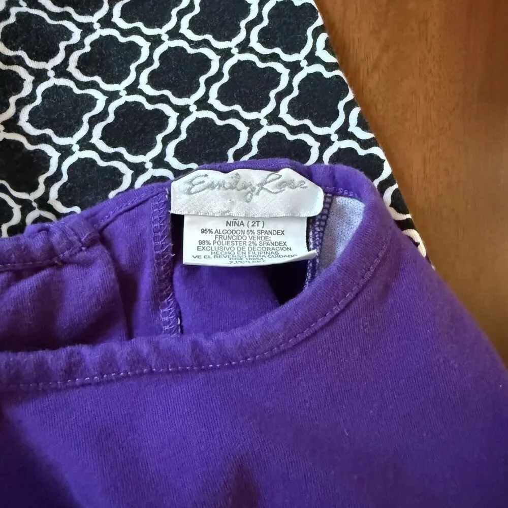 OWL Outfit 2pc Toddler Girl 2T Purple Ruffle EMILY ROSE Fluorescent Fall